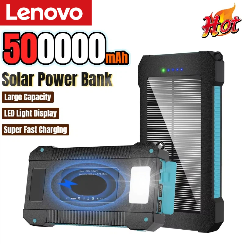 Usb Charger Dynamo - เลอโนโว 500000mAh พาวเวอร์แบงค์พลังงานแสงอาทิตย์ความจุขนาดใหญ่ชาร์จเร็วสุด ๆกลางแจ้งแบตเตอรี่ภายนอกแบบพกพาสำหรับไอโฟน หัวเว่ย ซัมซุง