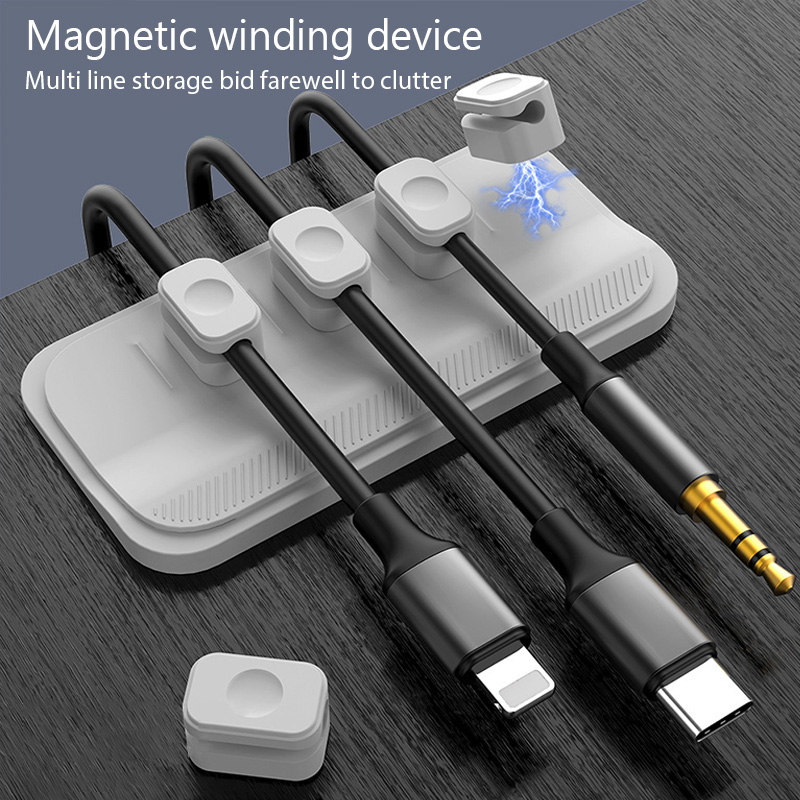 Cable Lock Flexible - ที่เก็บสายเคเบิล ที่จัดการสายเคเบิลแบบแม่เหล็ก ที่ยึดสาย USB ซิลิโคนแบบยืดหยุ่น คลิปหนีบสายสำหรับเดสก์ท็อป