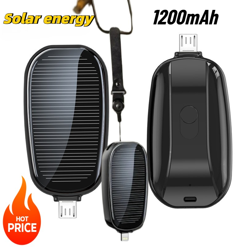 Usb Charger Dynamo - พาวเวอร์แบงค์พลังงานแสงอาทิตย์ขนาดเล็ก 1200mAh แบบพกพา ใช้เป็นพวงกุญแจ ชาร์จเร็ว สำหรับใช้งานกลางแจ้ง