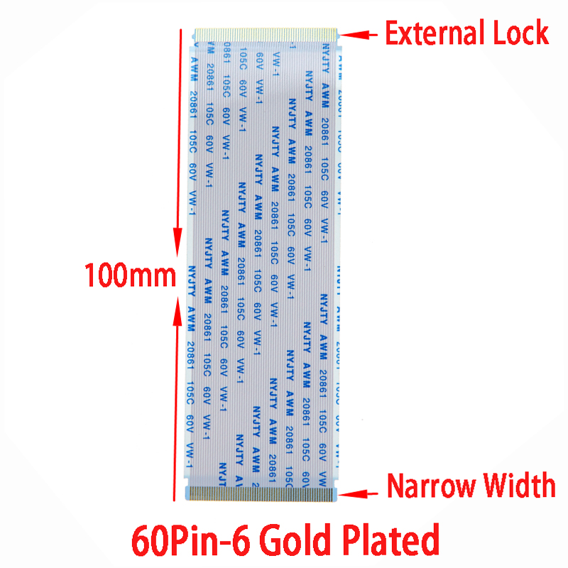 Cable Lock Flexible - สายเคเบิล FFC แบบปรับแต่งความกว้างแคบพร้อมตัวล็อกภายนอก 60 พิน-6 ชุบทอง