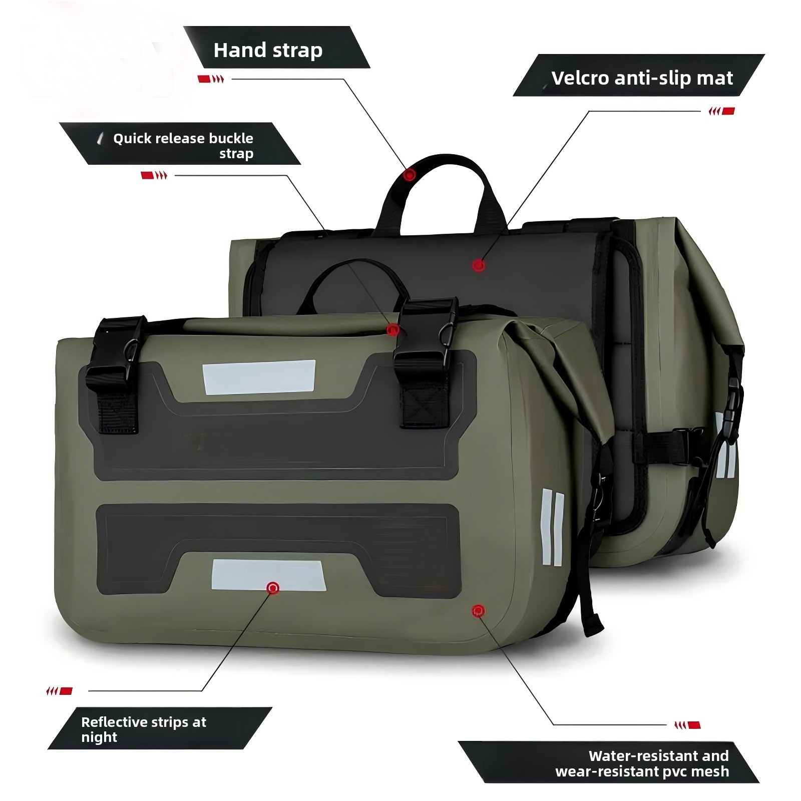 Panniers Waterproof Rear - กระเป๋าข้างมอเตอร์ไซค์แบบกันน้ำขนาด 30 ลิตร x2 แบบปลดเร็ว กระเป๋าสัมภาระด้านหลังสำหรับนักขี่มอเตอร์ไซค์ทัวร์ริ่ง