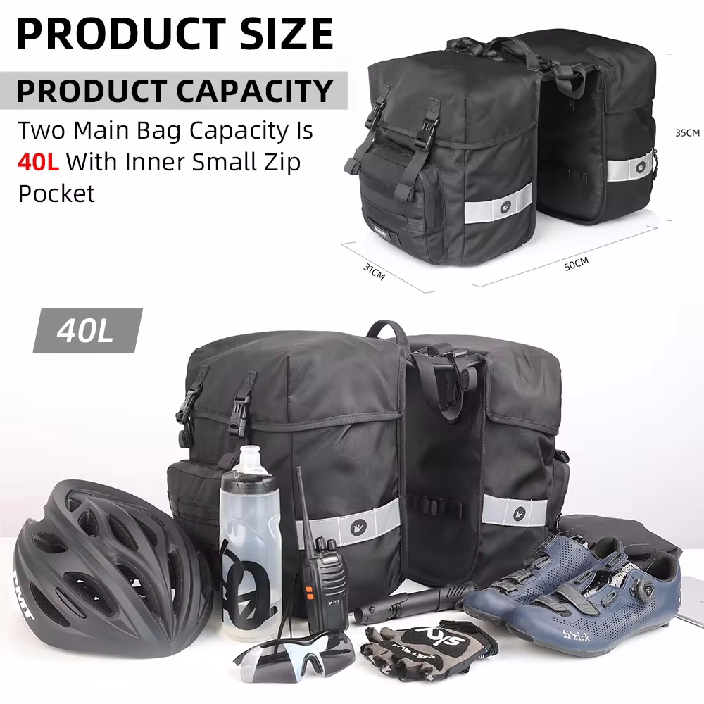 กระเป๋าจักรยาน 40 ลิตร 2 in 1  - Panniers Waterproof Rear บทวิจารณ์และราคา