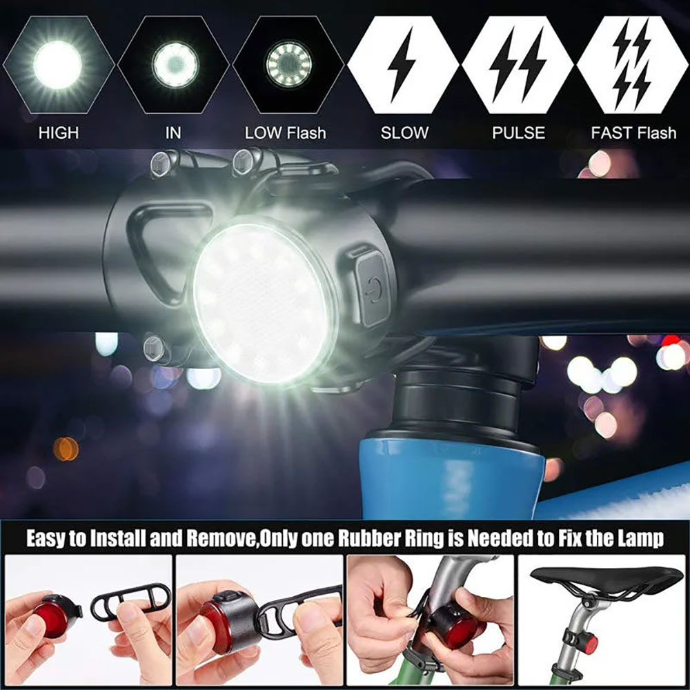 ชุดไฟจักรยาน LED กันน้ำแบบชาร์ - Bike Light Front Rear บทวิจารณ์และราคา